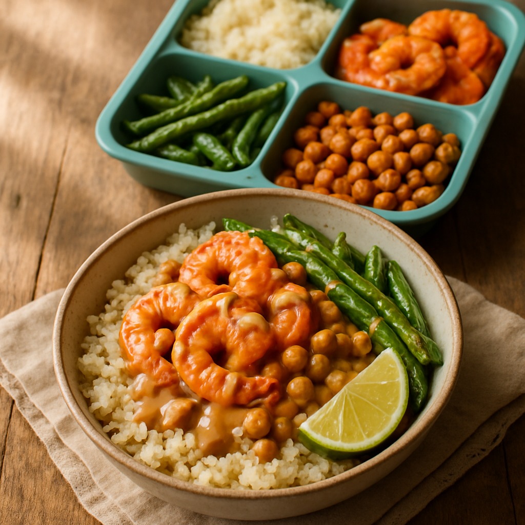 Chili Lime Shrimp Bowl - a combo from the Food Bricks meal prep system