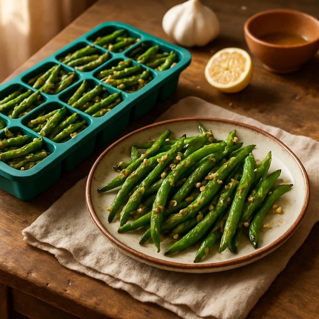 Garlicky Green Beans - a veg brick from the Food Bricks meal prep system