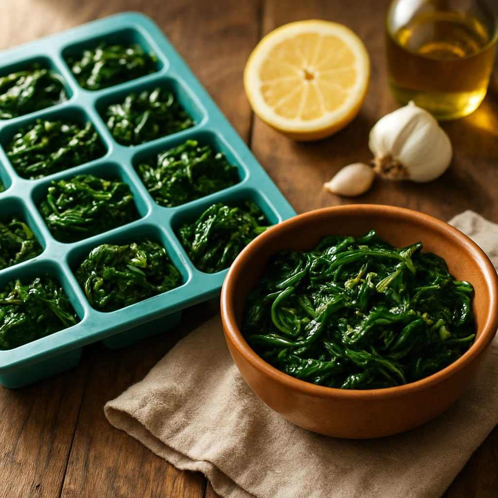 Lemon Spinach Saute - a veg brick from the Food Bricks meal prep system